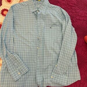 Vineyard Vines Green and Blue Plaid Button Down Shirt